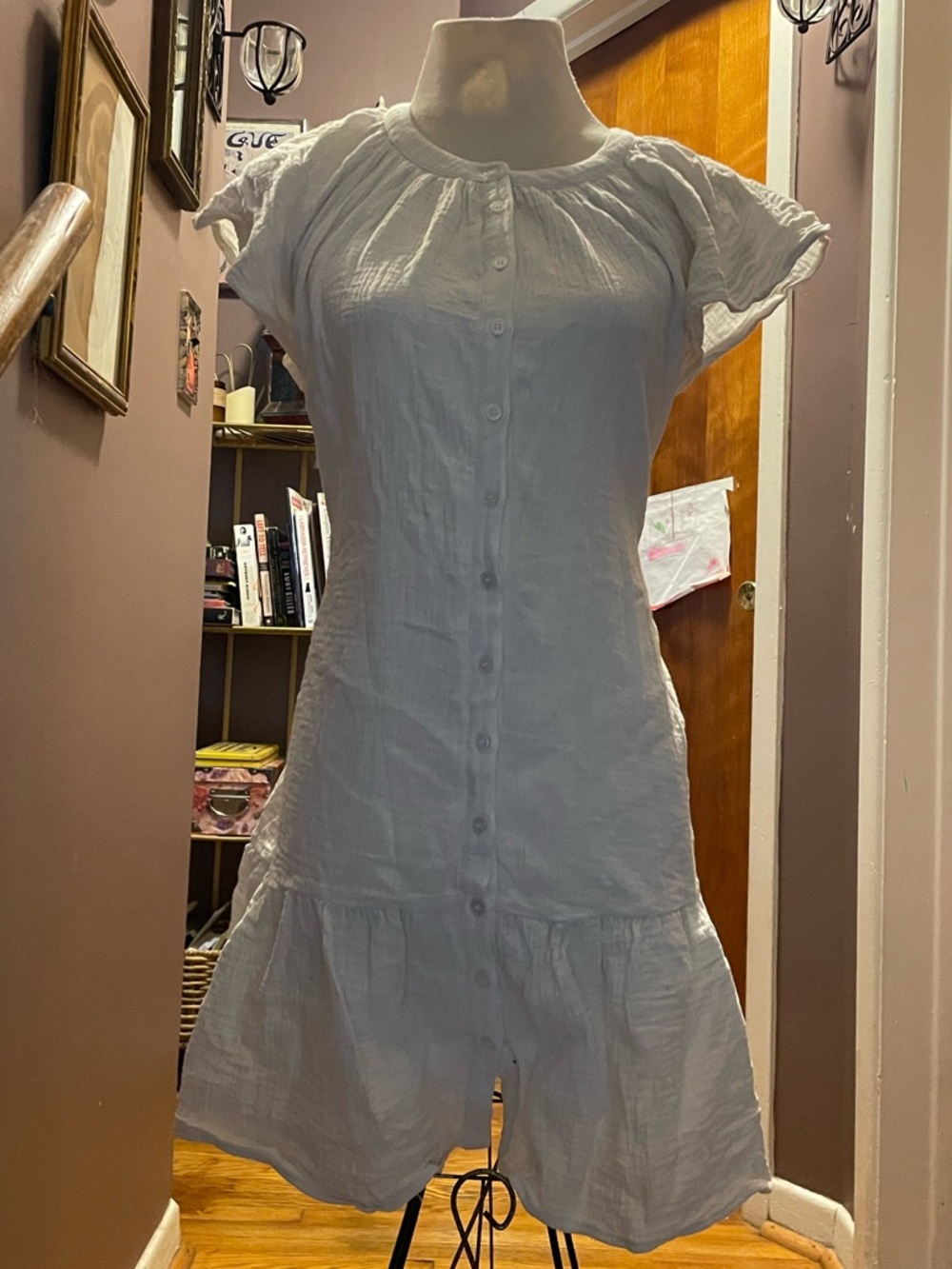 Blu Pepper Ivory Button-Front Textured Blouse